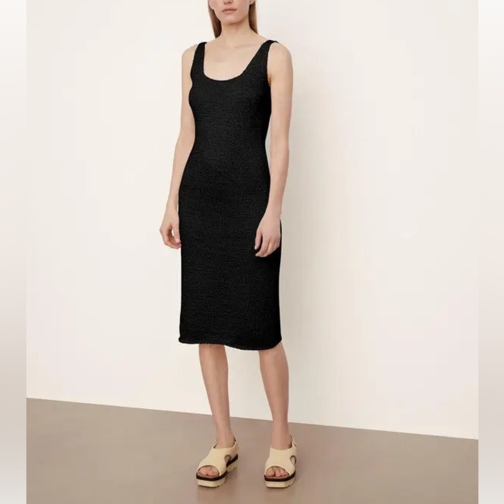 NEW! Vince Womens Textured Knit Scoopneck Pullover Black Tank Dress XL
